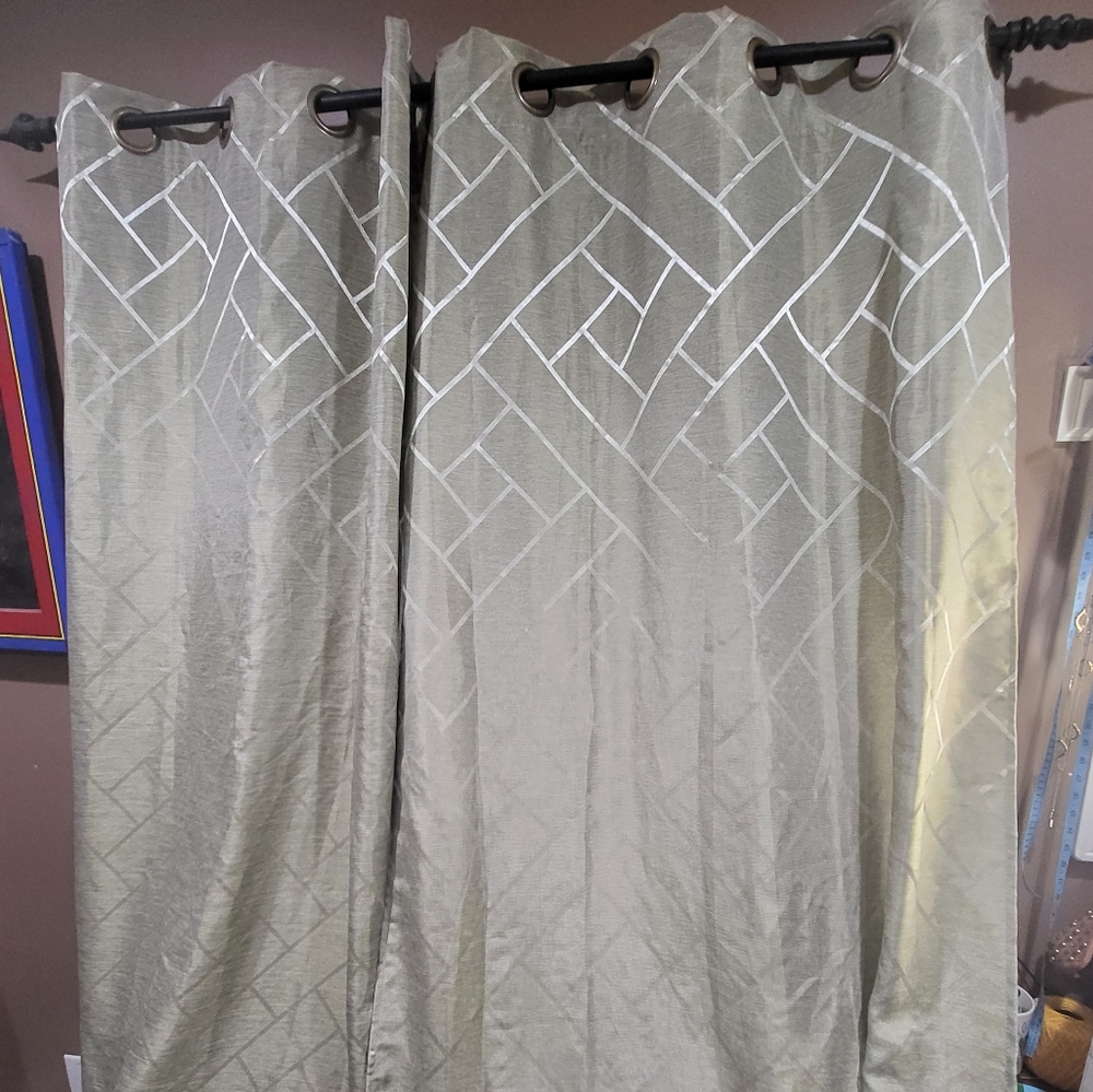 Set of 3 taupe gold 37.5" x 84" curtain panels